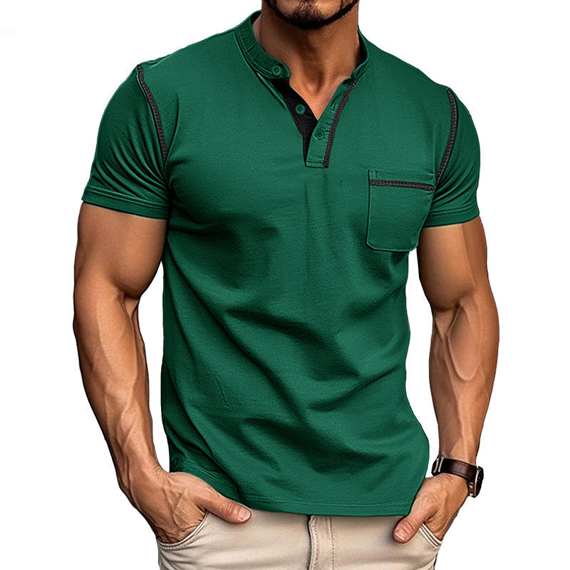 Hennessy - Henley Collar Short Sleeve T-Shirt