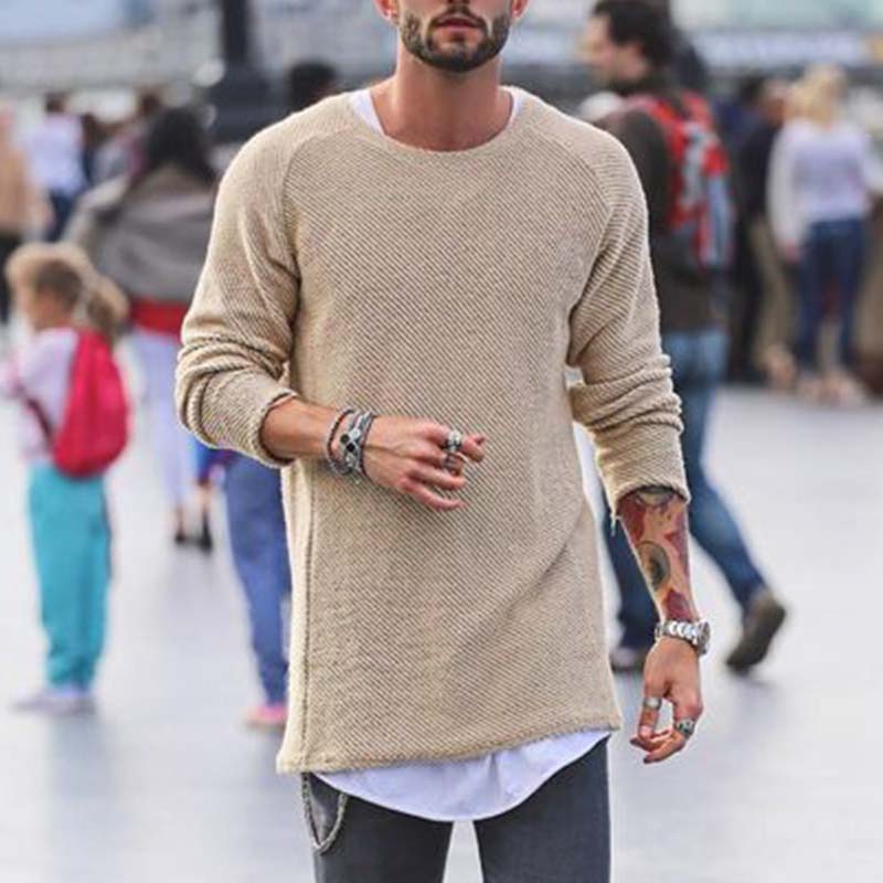 Brad - Casual Round Neck Long Sleeve Knit Sweater