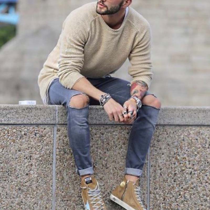 Brad - Casual Round Neck Long Sleeve Knit Sweater