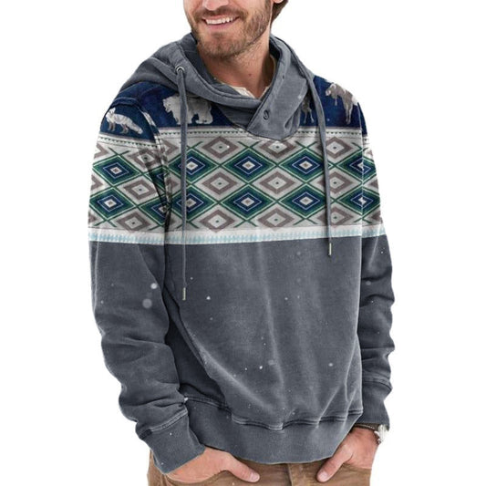 Men's Casual Printed Pullover Hoodie