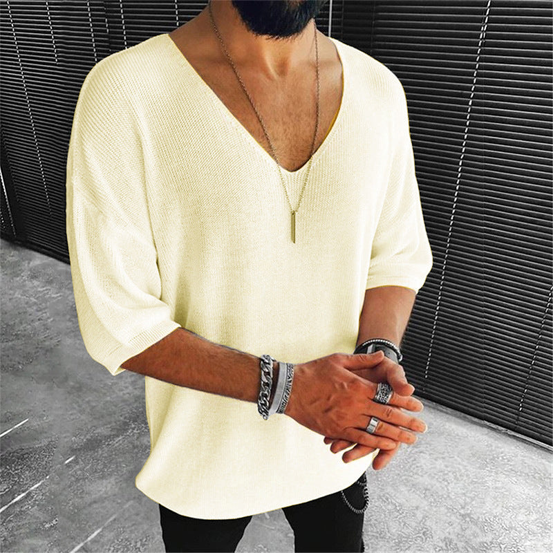 Men's V-neck Sweater T-shirt