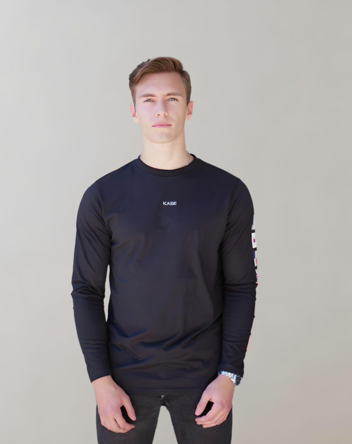 Andy - Long sleeve Flag design in Black