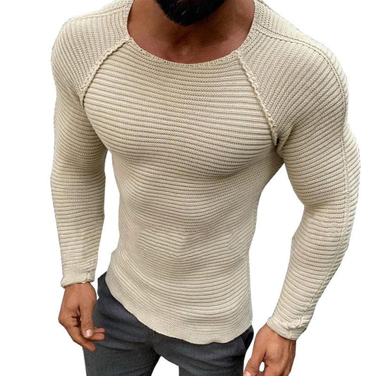 Men's Round Neck Slim Long Sleeve Knit Pullover Sweater