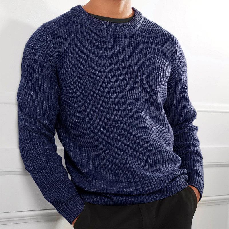 Men's Round Neck Solid Knit Sweater