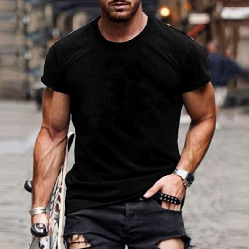 Men's Casual Solid Color Tight Short Sleeve T-Shirt