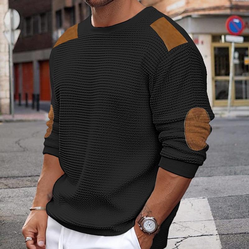 Timothy - Long Sleeve Patchwork Slim Pullover