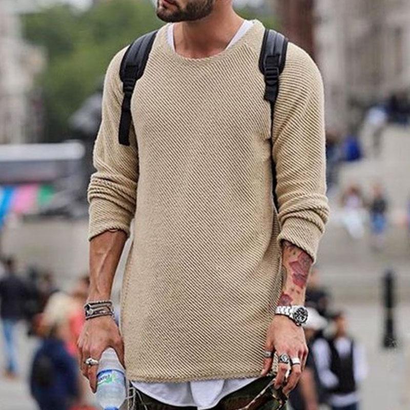 Brad - Casual Round Neck Long Sleeve Knit Sweater