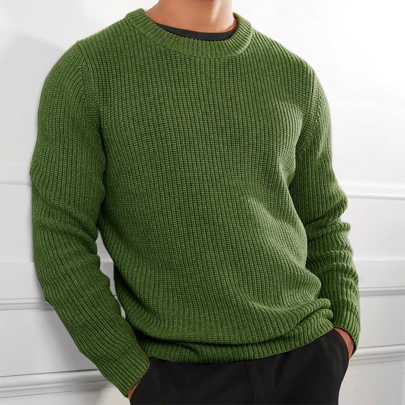 Men's Round Neck Solid Knit Sweater