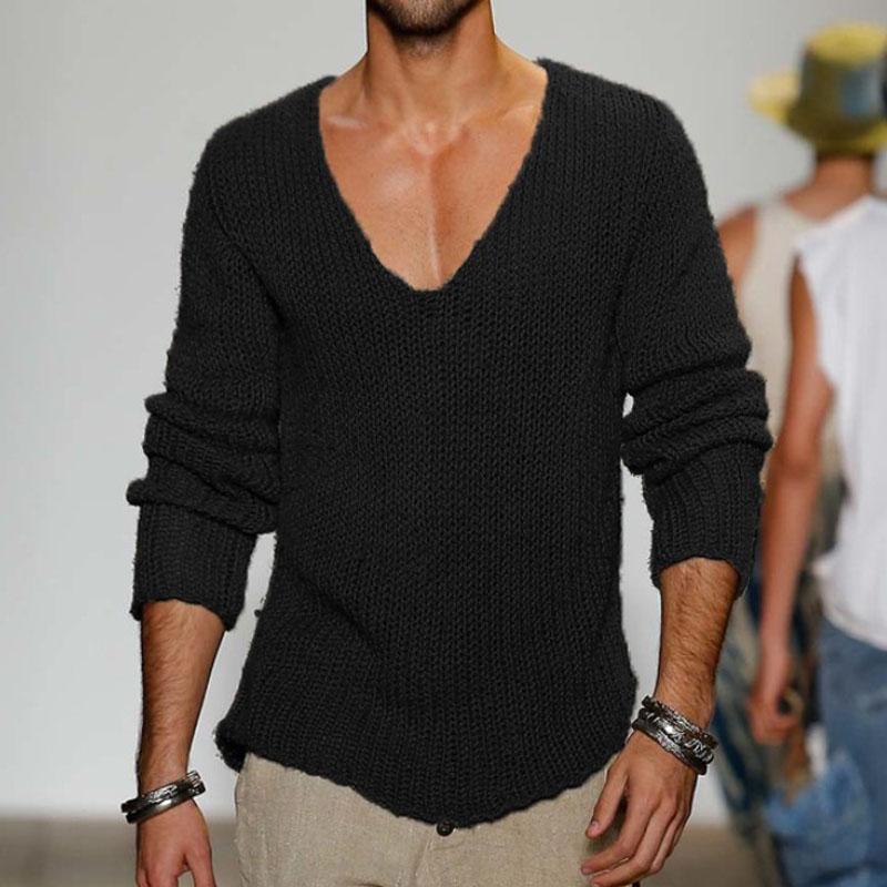 Men's V-Neck Knit Pullover Sweater