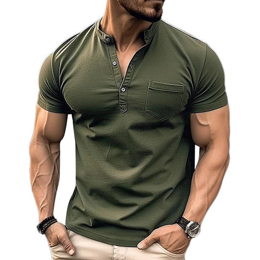 Jimmy - Casual Collar Short Sleeve Henley T-Shirt