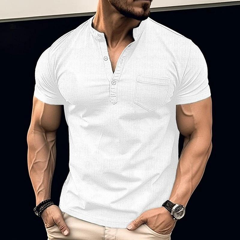 Jimmy - Casual Collar Short Sleeve Henley T-Shirt