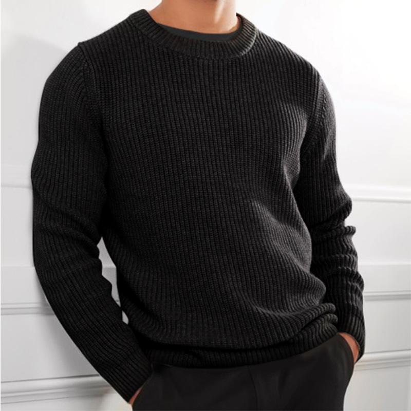 Men's Round Neck Solid Knit Sweater