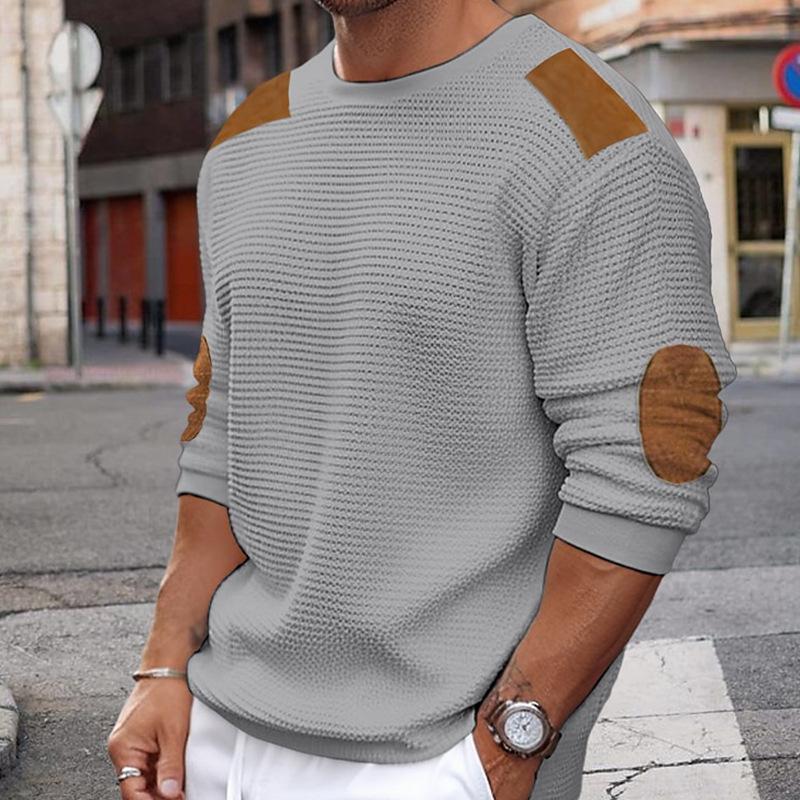 Timothy - Long Sleeve Patchwork Slim Pullover