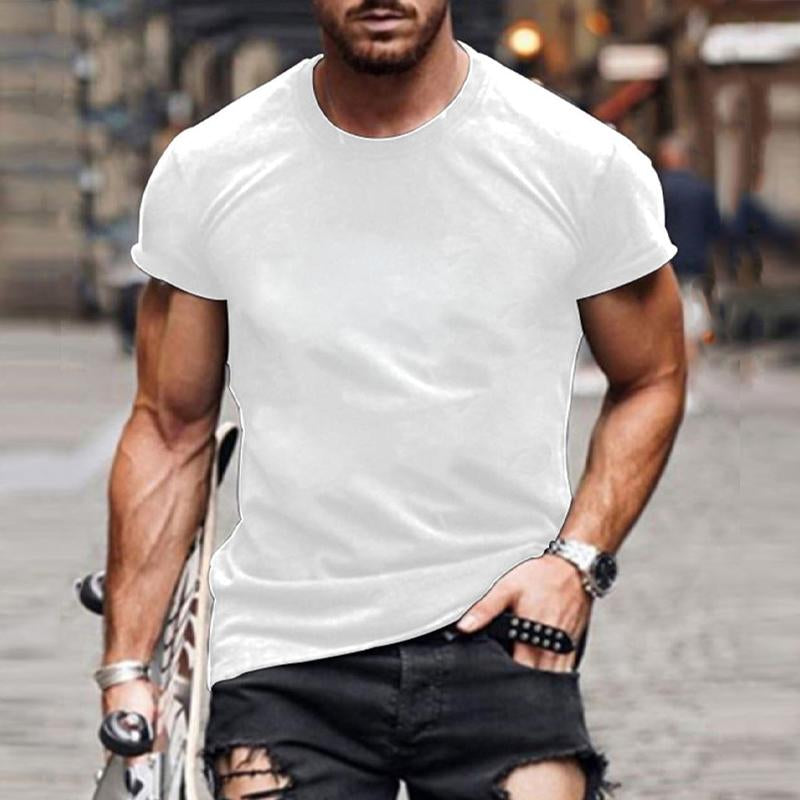 Men's Casual Solid Color Tight Short Sleeve T-Shirt