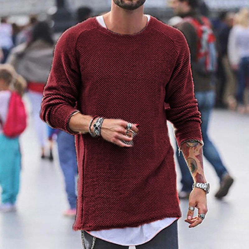 Brad - Casual Round Neck Long Sleeve Knit Sweater