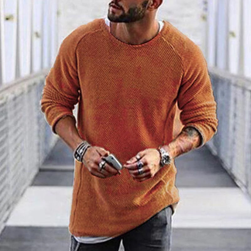 Brad - Casual Round Neck Long Sleeve Knit Sweater