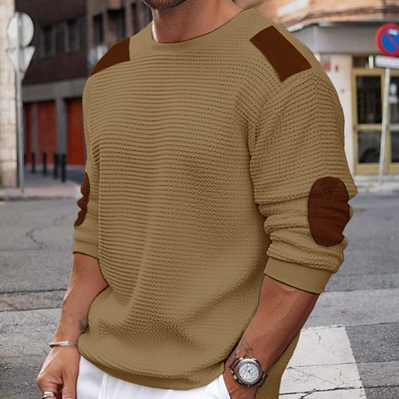 Timothy - Long Sleeve Patchwork Slim Pullover