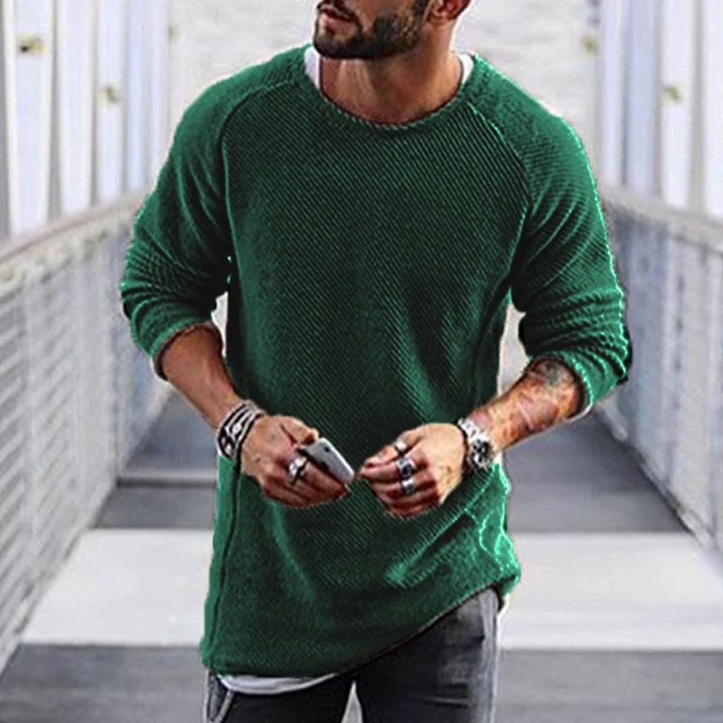 Brad - Casual Round Neck Long Sleeve Knit Sweater